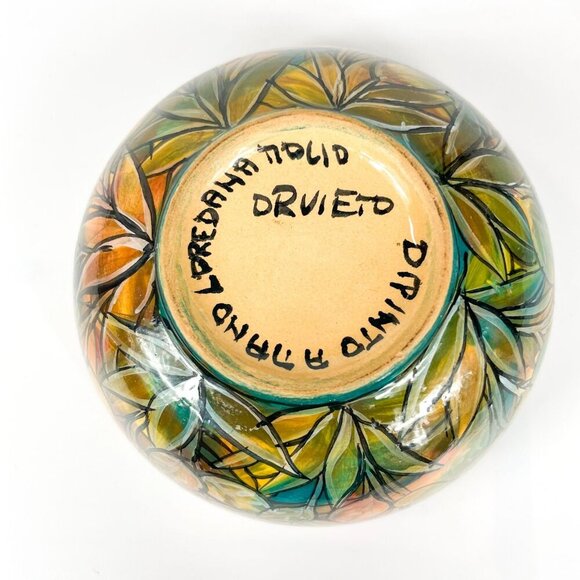 Orvieto Italy Loredana Molio Hand-Painted Bowl Colorful Leaves - Picture 5 of 7